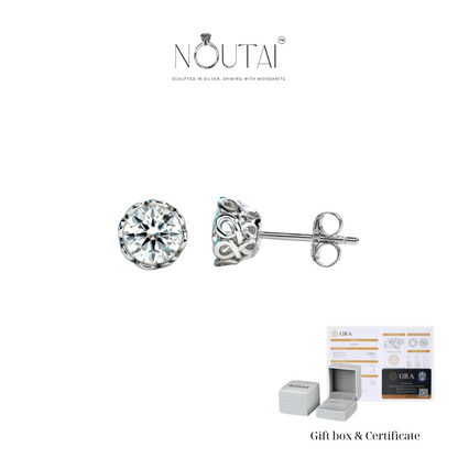 Noutai 2-6cttw D Color VVS1 Moissanite Stud Earrings – 925 Sterling Silver