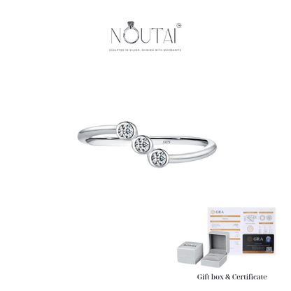 Noutai D Color Moissanite Lab Diamond Irregular Line Stackable Ring – 925 Sterling Silver