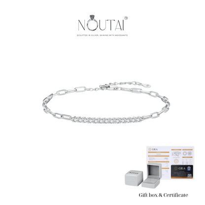 Noutai Sparkling D Color Moissanite Lock Bracelet – 925 Sterling Silver