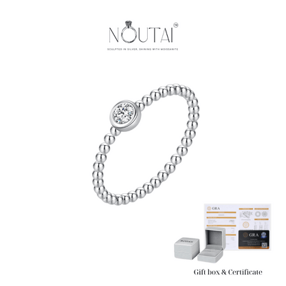 Noutai Bezel Setting Moissanite Stackable Ring – 925 Sterling Silver