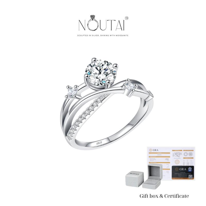 Noutai 1ct VVS1 Moissanite Dazzling Ring – 925 Sterling Silver