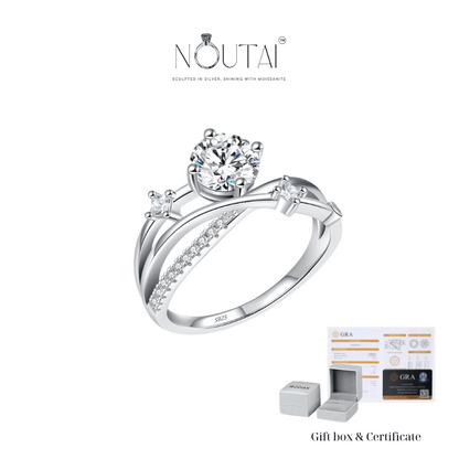 Noutai 1ct VVS1 Moissanite Dazzling Ring – 925 Sterling Silver