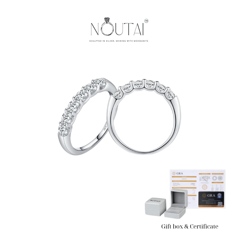 Noutai D Color VVS1 EX Round Moissanite Eternity Band – 925 Sterling Silver