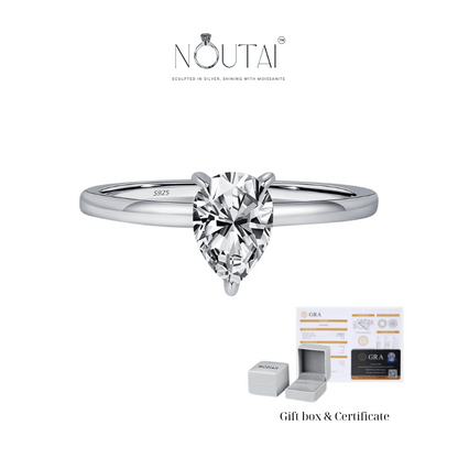 Noutai 0.8ct D Color Pear Cut Moissanite Ring – 925 Sterling Silver