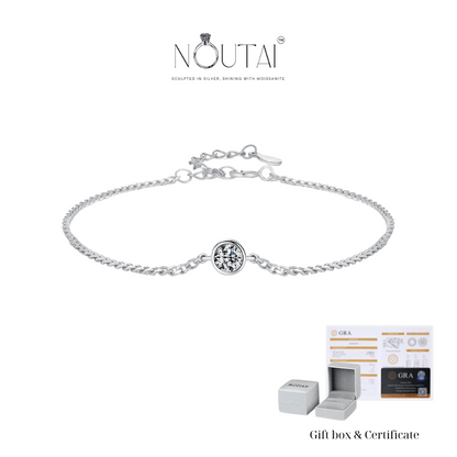 Pulsera Noutai con engaste de moissanita: joyería nupcial de plata de ley para mujer