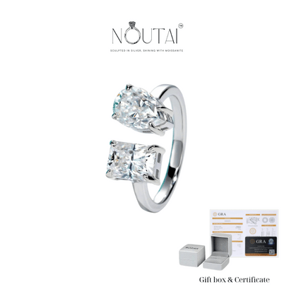 Noutai 4.5cttw Radiant Pear Moissanite Engagement Ring – 925 Sterling Silver
