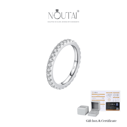 Noutai Luxury D Color Moissanite Stackable Band Ring – 925 Sterling Silver
