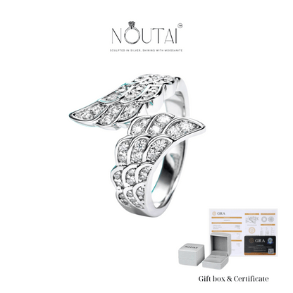 Noutai D Color Moissanite Angel Wings Wedding Band – 925 Sterling Silver
