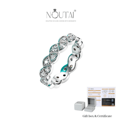 Noutai Moissanite Leaf Wedding Band – 925 Sterling Silver