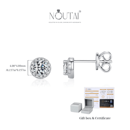 Noutai 0.3ct Tiny Halo Moissanite Stud Earrings – 925 Sterling Silver